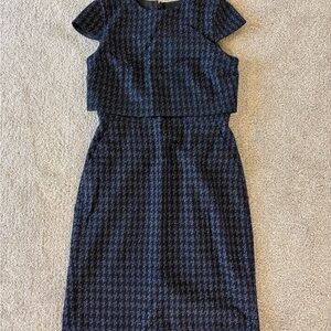J. Crew Black and Blue Midi Dress